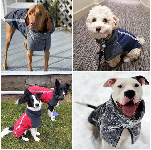 SlowTon Winter Dog Coat, Waterproof Windproof Puppy Vest with Turtleneck Scarf, Soft Pet Outfits, M, Grey