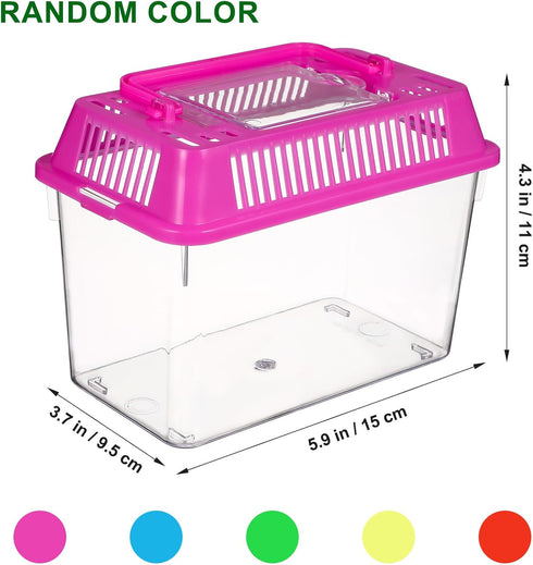 NOLITOY 4pcs Mini Fish Tank, Plastic Fish Box Breeding Case with Handle Desktop Fish Bowl Portable Aquarium for Shrimp Turtle Shrimp Goldfish (Random Color)