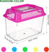 NOLITOY 4pcs Mini Fish Tank, Plastic Fish Box Breeding Case with Handle Desktop Fish Bowl Portable Aquarium for Shrimp Turtle Shrimp Goldfish (Random Color)