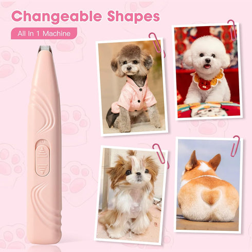 WIKLOO Trimmers, Dog Paw Cat Paw Clippers Low Noise Cordless Electric Mini Pet Clippers for Small & Medium Pets (Pink)