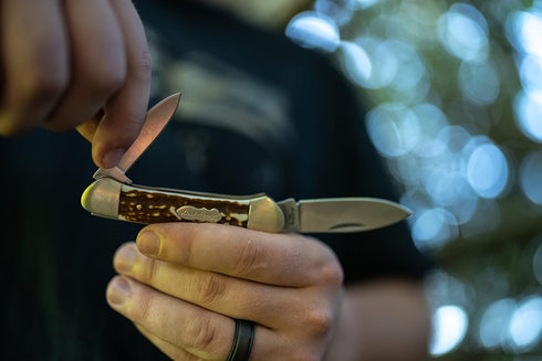 Uncle Henry Next Gen Staglon 11UH LG Canoe Folding Knife, 6.1in with Two Stainless Steel Blades for EDC