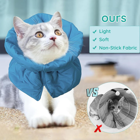 Cat Recovery Collar, Soft Adjustable Cone Alternative, Lightweight Waterproof Fasteners Collars for Cats, Kittens,