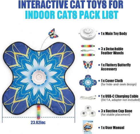 OPDEKEHA Interactive Cat Toy for Indoor Cats, Touch Activated Automatic Electronic Cat Toy with Sound On/Off, Dual