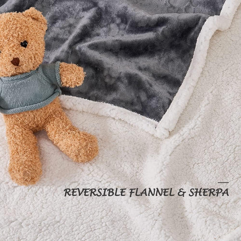 Qeils Dog Blankets for Small Dogs, Waterproof Cat Blanket, Washable Sherpa Fleece Puppy Blanket, Dark Grey (30"X40")