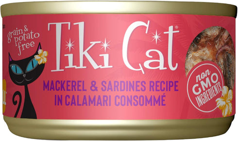 Tiki Cat Grill Wet Cat Food, Mackerel & Sardines, 2.8 oz. Cans, Pack of 12