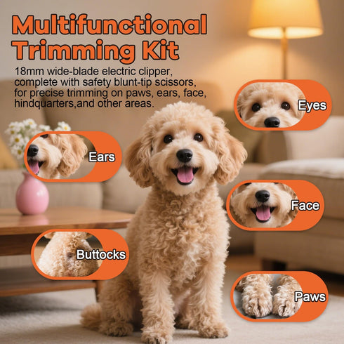 Trimmer Trimmers Dog Paw with LED Light, Low Noise and USB Rechargeable, Safe Rounded-Tip Scissors, Paw for Dog's Feet