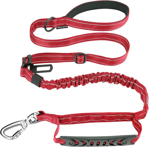 Tactical Dog Leash Heavy Duty - 4-6FT Shock Absorbing Bungee with Reflective Military Strong No Pull, 2 Padded Handles,