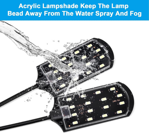 WEAVERBIRD 15W Double Head Aquarium Fish Tank Light, 32 LED Clip Lamp, 1600LM White Lighting for 8-15 Inch Tank