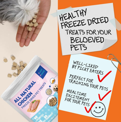 (14oz) Freeze Dried Chicken Healthy Training Treats Toppers for Pets, Single Fresh Raw Ingredient, Organic, Pure