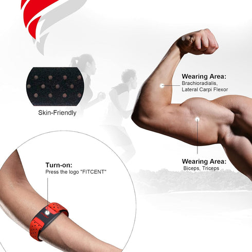 FITCENT Heart Rate Monitor Armband, Bluetooth ANT+ Optical Sensor, Rechargeable Fitness Tracker for Peloton