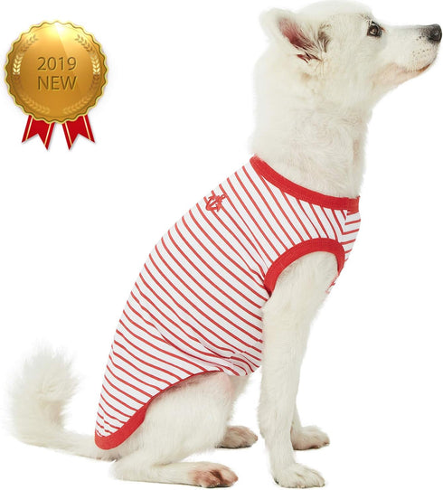 Blueberry Pet Summer Vacation Beach Cotton Dog T-Shirts, 2 Pack, Sea Lover Girl Power Shirts, Tank Top Clothes, Back