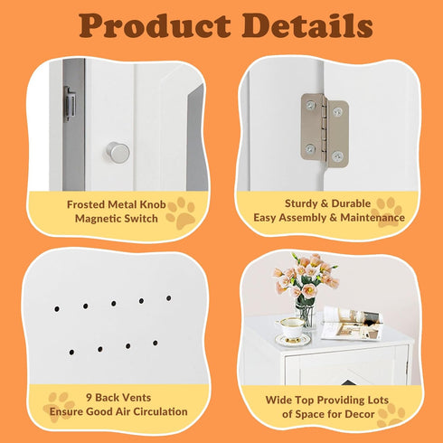 ZENY White Cat House & Litter Box Enclosure with Ventilation