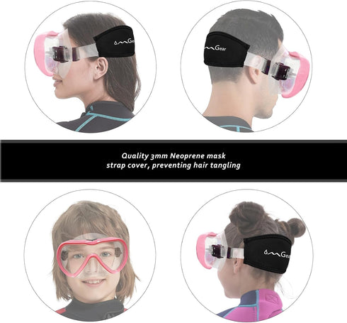 OMGear Snorkeling Gear Diving Mask for Kids & Adults, Silicone Goggles with Nose Cover for Scuba & Spearfishing