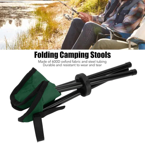 equlup 600D Camp Chair, Oxford Fabric Tripod Seat Folding Tripod Stool Anti Slip Camping Stool Portable Carrying Bag