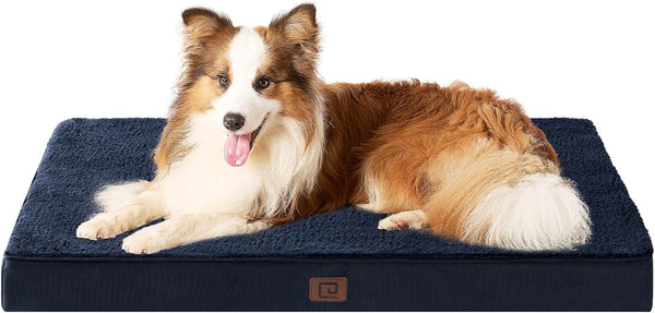 EHEYCIGA Orthopedic XL Dog Beds for Extra Large Dogs, Removable Washable Cover for Crate, Navy, 41x27