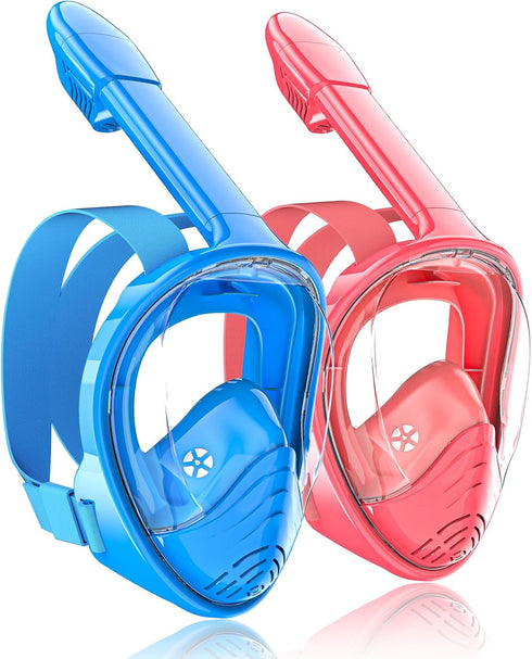 QingSong Kids Snorkel Mask Full Face, Snorkeling Set with Camera Mount, 180 Degree Panoramic View