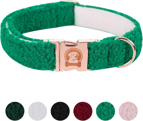 MR. CHUBBYFACE Winter Dog Collar, Adjustable Christmas Pet Collar for Small Medium Large Dogs (Green)