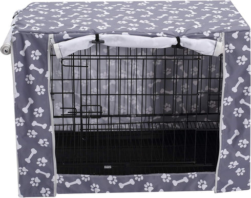 Pethiy Dog Crate Cover Durable Polyester Pet Kennel Cover Universal Fit for Wire Dog Crate - Fits Most 24 inch Dog Crates - Cover only-Sky Gray-24