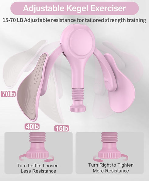 15-70 LB Pelvic Floor Exercise Devices Adjustable Pelvic Floor Trainer Women Men, Kegel Exercise Equipment Inner Thigh