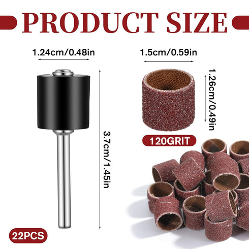 Zyghjort 22Pcs (1/2 Inch 120 Dog Nail Grinder, Sanding Bands and Drums Replacement Kit for Dogs and Cats, Safe Quiet