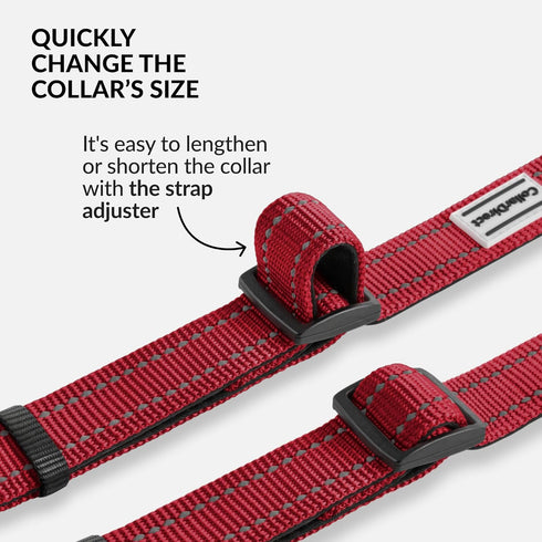 Reflective Dog Collar for Small, Medium, Large Dogs - CollarDirect with Quick Release Buckle, Nylon (10-13 Inch, Red)