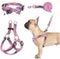 BINGPET Adjustable No Pull Dog Harness Collar Leash Set, Classic Plaid for Small Medium Large Dogs (Pink, M)