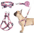 BINGPET Adjustable No Pull Dog Harness Collar Leash Set, Classic Plaid for Small Medium Large Dogs (Pink, M)