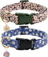 Flower Patterns Dog Collar with Accessories, Soft Cotton for Small, Medium, Large Female and Male Dogs (Daisy & Wild