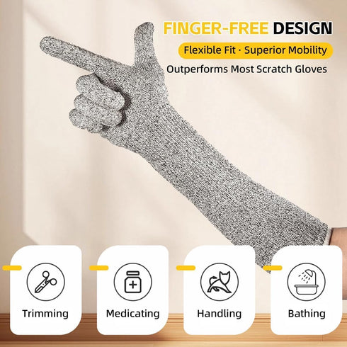 15.7 Trimming Ultra-Flexible Pet Handling Sleeves: Kevlar Scratch-Resistant Gloves for Cat Grooming, Nail & Arm