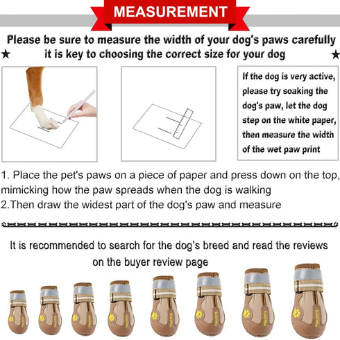 QUMY Dog Shoes for Large Dogs, Medium Dog Boots & Paw Protectors, Waterproof, Anti-Slip Sole, Khaki, 5 Pcs for Outdoor
