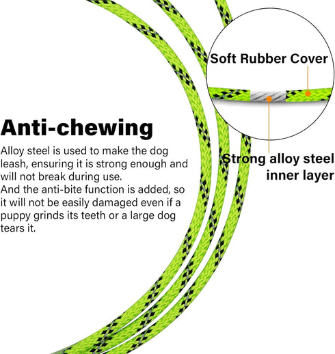 5FT Chew Proof Metal Dog Leash, Heavy Duty Steel Cable Lead for Large Medium Small Dogs, Pet Leash with Double Buckle