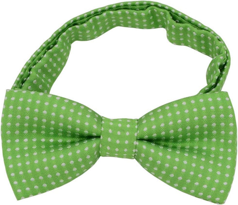 Puppy & Kitten Collar Bow Tie, Adjustable for Small Cats & Dogs, Green with White Polka Dots