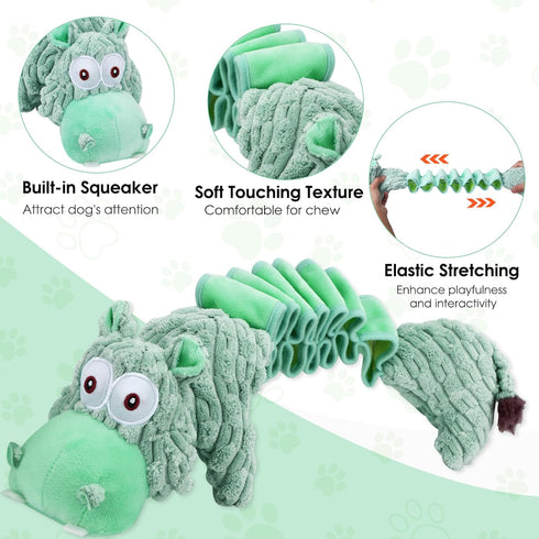 Large Interactive Squeaky Dog Toys - Tough Plush Tug-of-War Toy, Cute Chewable Plaything for Small, Medium & Large Dogs
