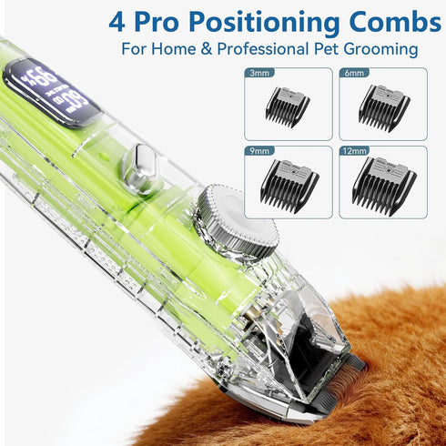 PUKACO 3-Speed Trimmer Dog Clipper for Grooming Low Noise, Cordless Dog Grooming Kit, Rechargeable Pet Hair Clippers