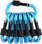 Locking Carabiner Clip D Shape, Spring-Loaded Gate Aluminum Keychain Buckle, 8 Pack (Light Blue)