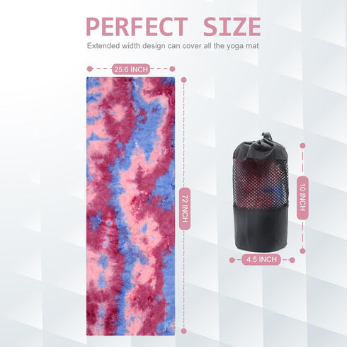 Yoga Towel, Hot Yoga Mat Towel with Grip Dots, Sweat Absorbent Non-Slip for Hot Yoga, Pilates, 24" x 72"