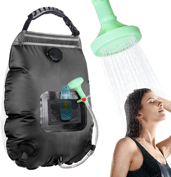 Solar Shower Bag, 5 Gal/20L Solar Heating Camping Shower Bag, Removable Hose, On-Off Switchable Shower Head