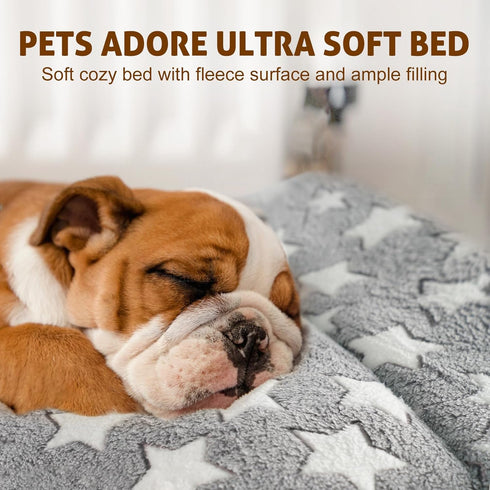 Mora Pets Dog Bed Crate Pad - Ultra Soft Washable Mat with Cute Star Print for Large Medium Small Dogs, 23 x 18 inch