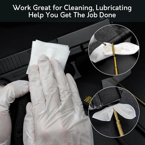 Gun Cleaning Supplies, 2'' Patches and 6'' Swabs for .30-45 Caliber Cleaning Kit