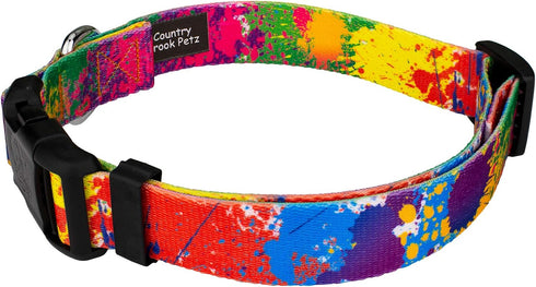 Country Brook Petz Deluxe Paint Splatter Dog Collar - Made in The U.S.A., Groovy Collection (1 Inch, Large)