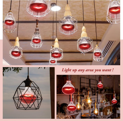 6 110V 175W Bulbs E26 Bulbs Treela Pcs Red Infrared Medium Base, Red Heat Lamp Flood Light Heat Light for Bathroom