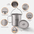 Lixada Ultralight Titanium Water Mug Cup with Lid and Foldable Handle, 750ml Pot for Outdoor Camping Cooking