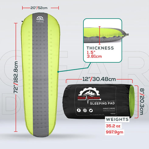 Gear Doctors Self Inflating Camping Sleeping Pad - 4.3 R Insulated Air Mattress for Camping Cot Tent