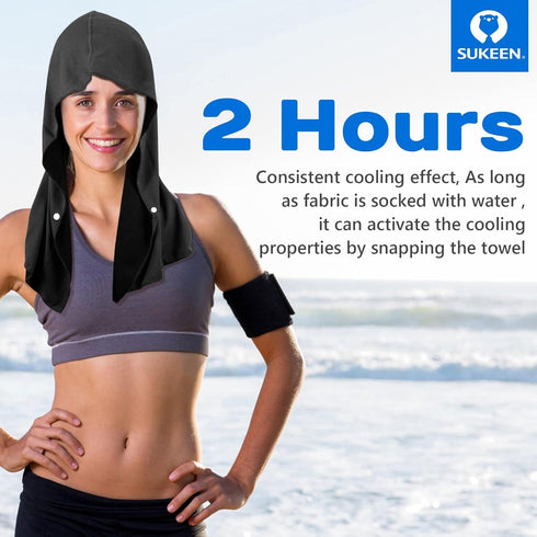 Sukeen Cooling Hoodie Towel, Absorbent Quick-Drying Cooling Towels for Neck and Face, UV Sun Protection Cooling Neck