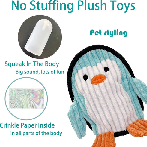 Squeaky Dog Toys 3 Pack, Soft Tough Plush Chew Toys, Durable Pet Toys for Small, Medium, Large Dogs to Reduce Boredom