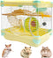 Hamiledyi Portable Hamster Cage, 2 Layers Dwarf Hamster Habitat with Exercise Wheel for Small Animals