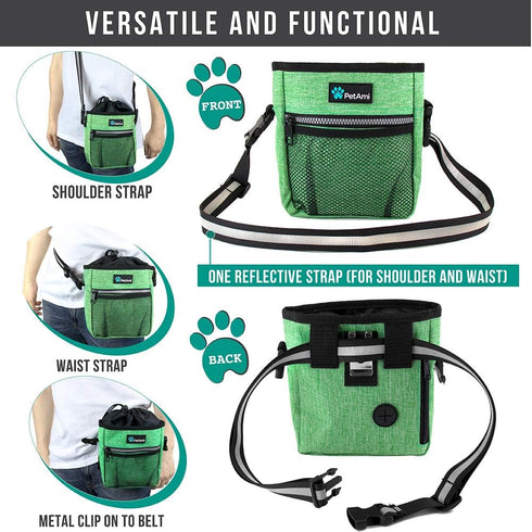 PetAmi Dog Treat Pouch, Pet Treat Pouch for Training, Dog Walking Bag Holder for Kibbles, Pet Food Toy, Dog Trainer