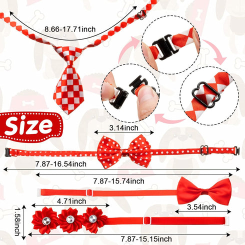 100 Pcs Adjustable Dog Ties Set with 50 Bow Ties, 25 Neckties, 25 Flower Ties for Medium Large Dog Grooming