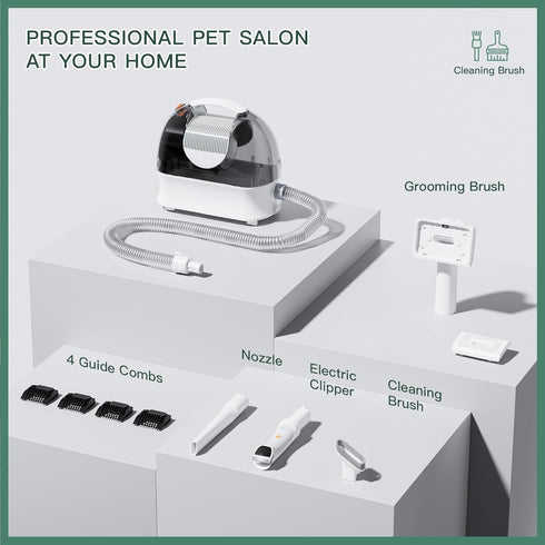 SpeedBoost 99% 3L 5 Pet Grooming Kit, Professional Dog Clippers Vacuum Suction Hair, Large Dust Cup Dog Grooming Vacuum