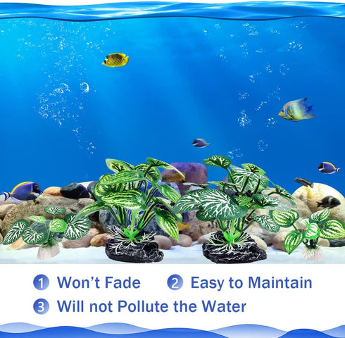 4PCS Small Size Soft Faux Silk Aquarium Plants for Betta Fish Tank Decorations, Hiding Fish Reptiles